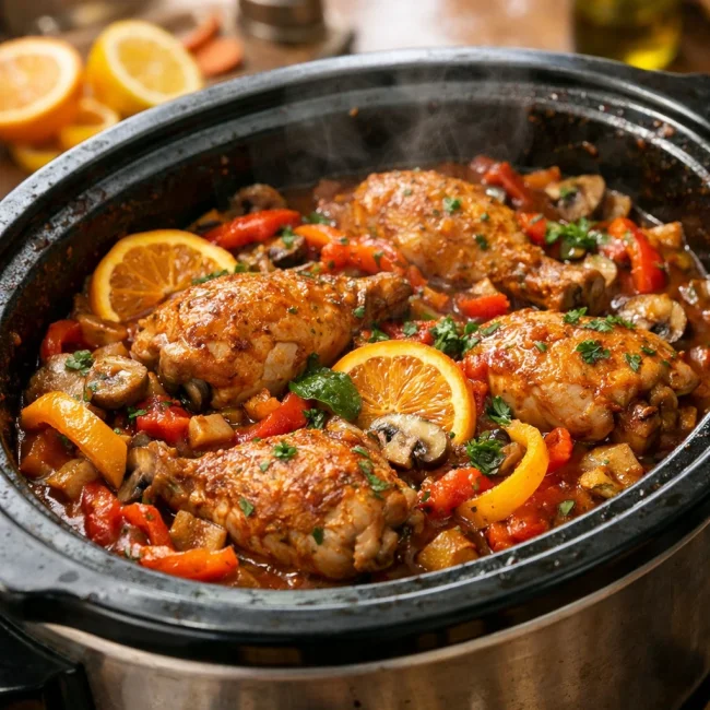 Crockpot Citrus Chicken Cacciatore