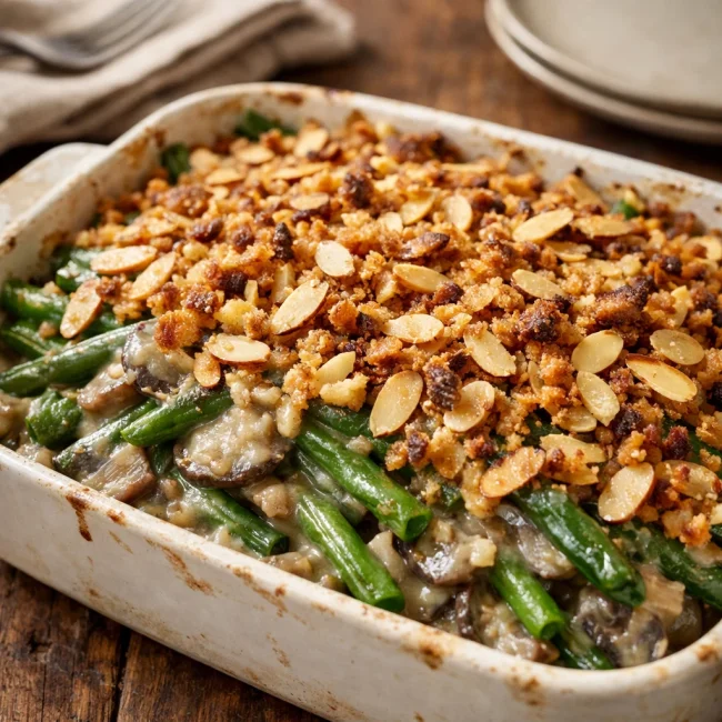 Crunchy Almond Green Bean Casserole
