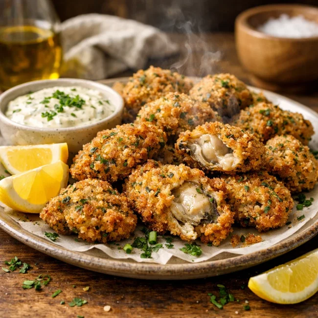 Crunchy Herb-Crusted Fried Oysters
