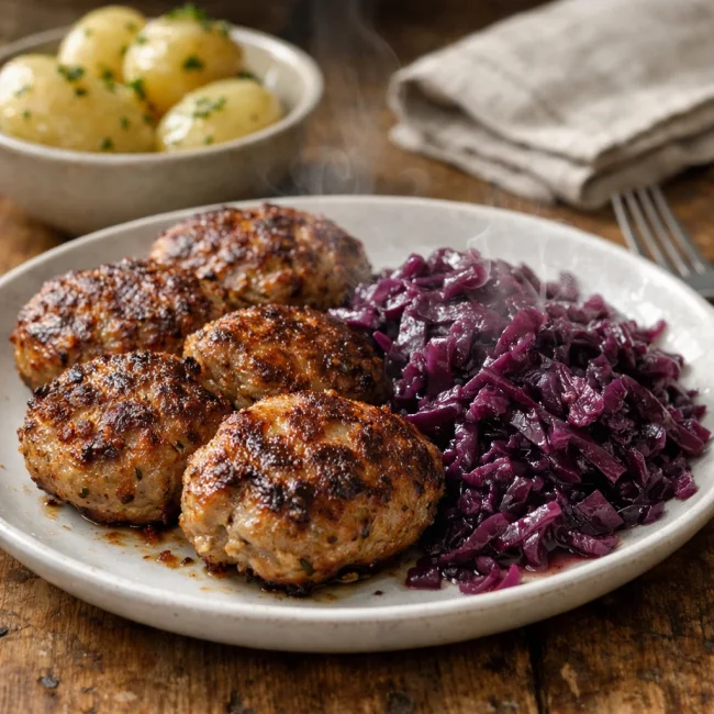 Danish Frikadeller with Red Cabbage