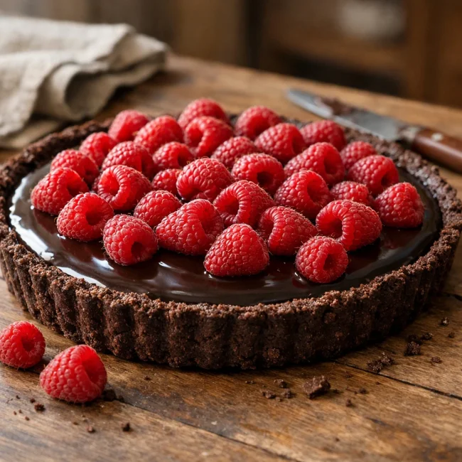Dark Chocolate Raspberry Tart