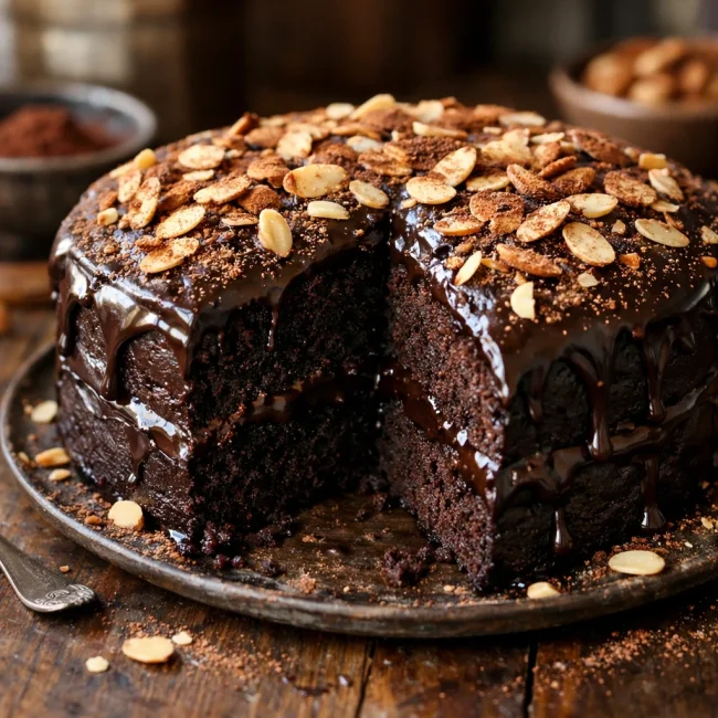 Decadent Dark Chocolate Almond Cake