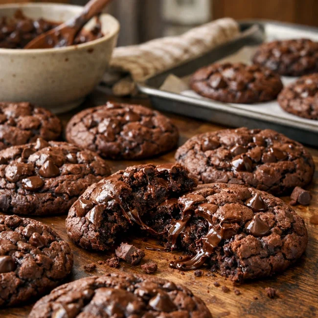 Double Chocolate Fudge Cake Mix Cookies