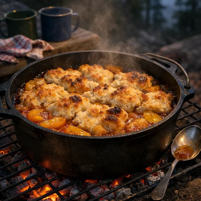 Dutch Oven Peach Cobbler