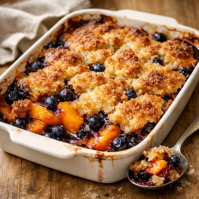 Easy Peach and Blueberry Cobbler
