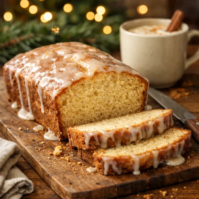 Eggnog Bread with Rum Glaze