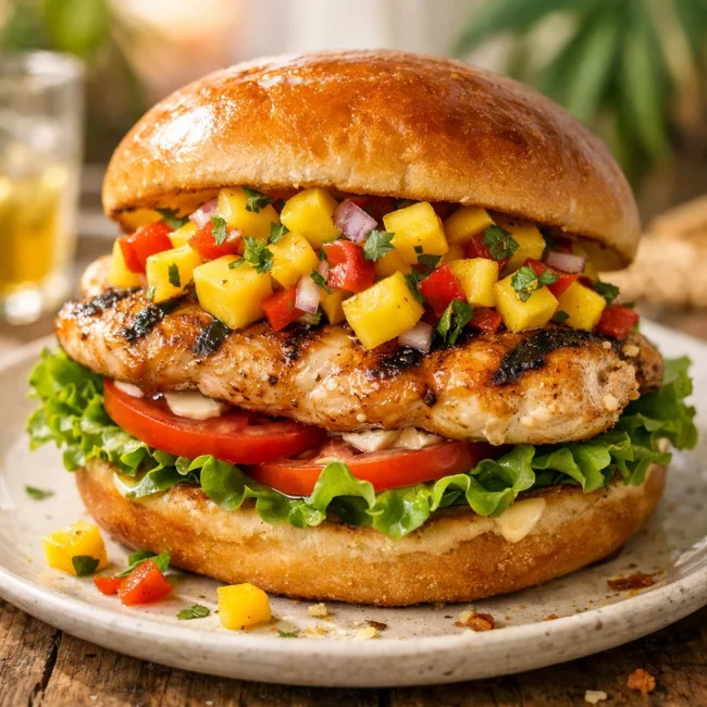Exotic Caribbean Mango Chicken Sandwich