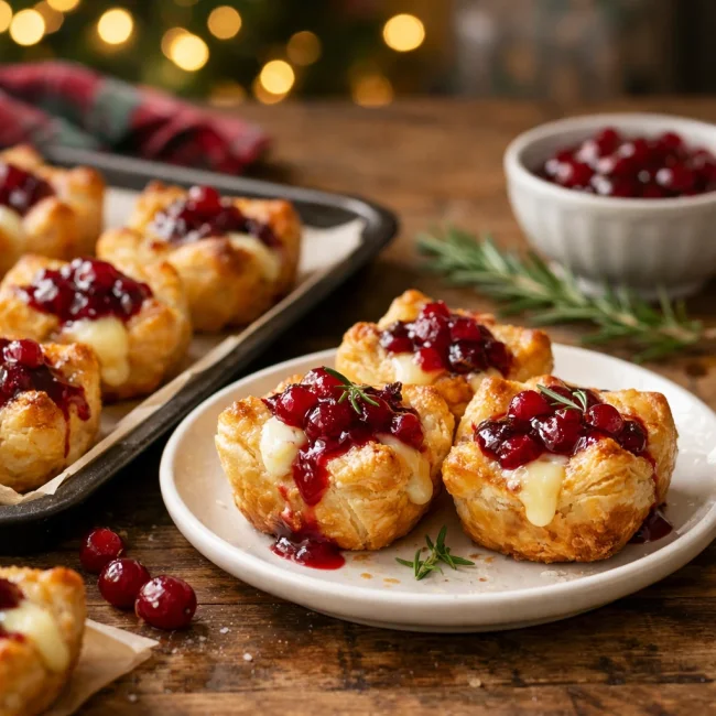 Festive Cranberry Brie Puffs