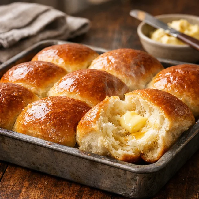 Fluffy Honey Butter Dinner Rolls