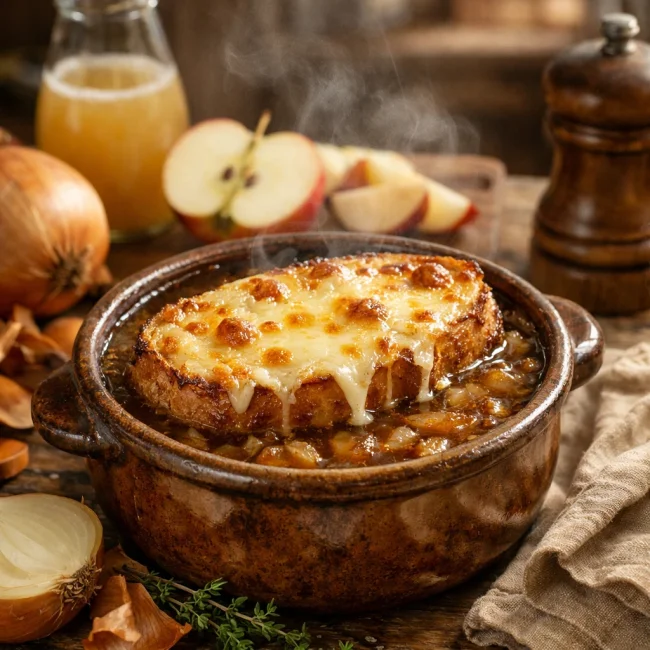 French Onion Soup with Apple Cider Twist
