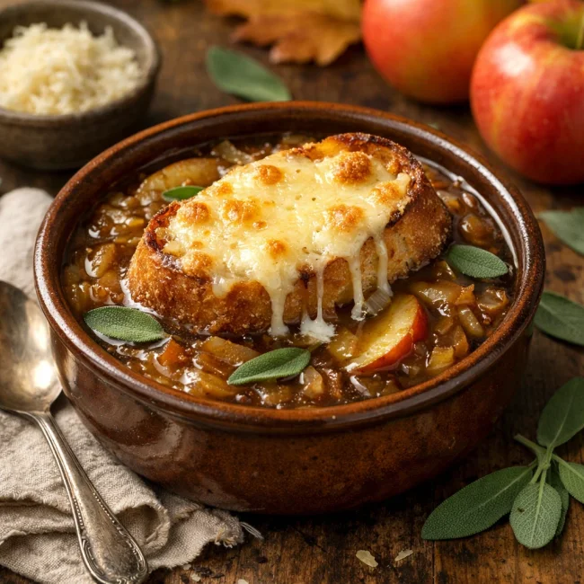 French Onion Soup with Apples and Sage