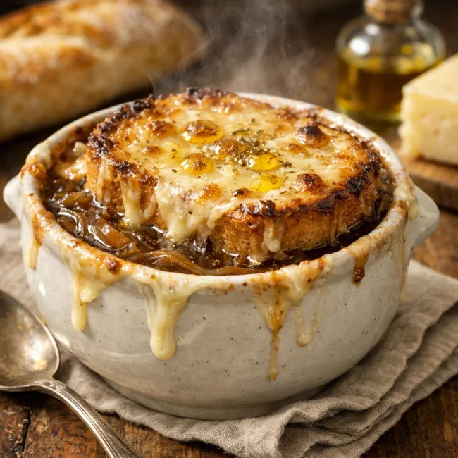 French Onion Soup with Truffle Oil