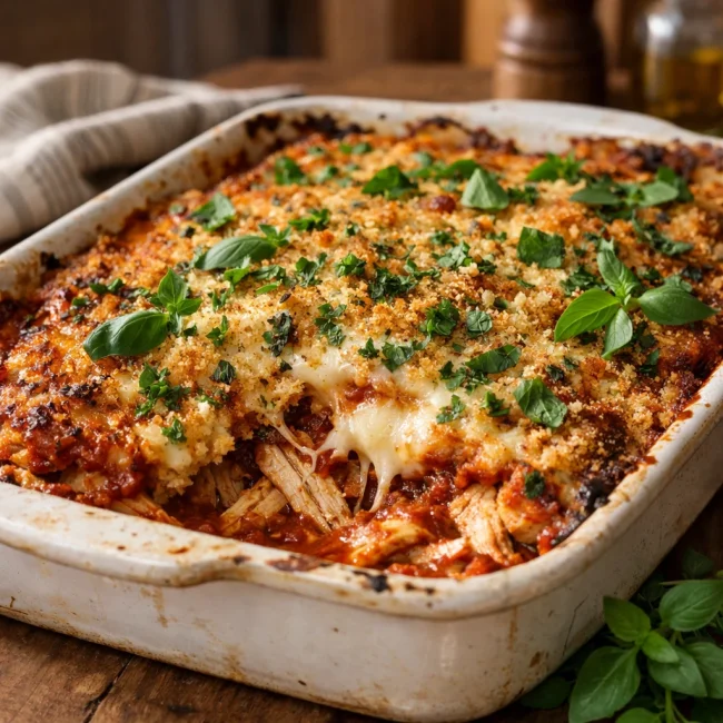 Garden Herb Chicken Parmesan Casserole