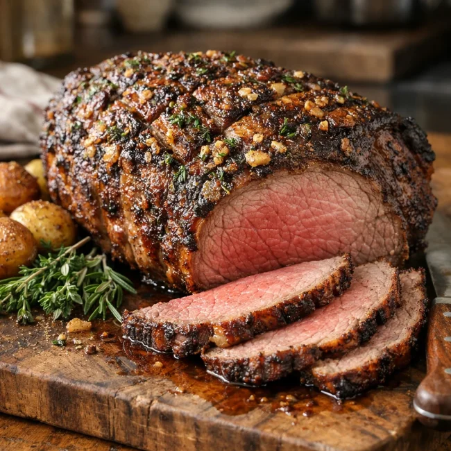 Garlic Herb Cross Rib Roast