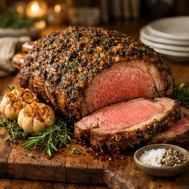 Garlic Herb Crusted Rib Roast