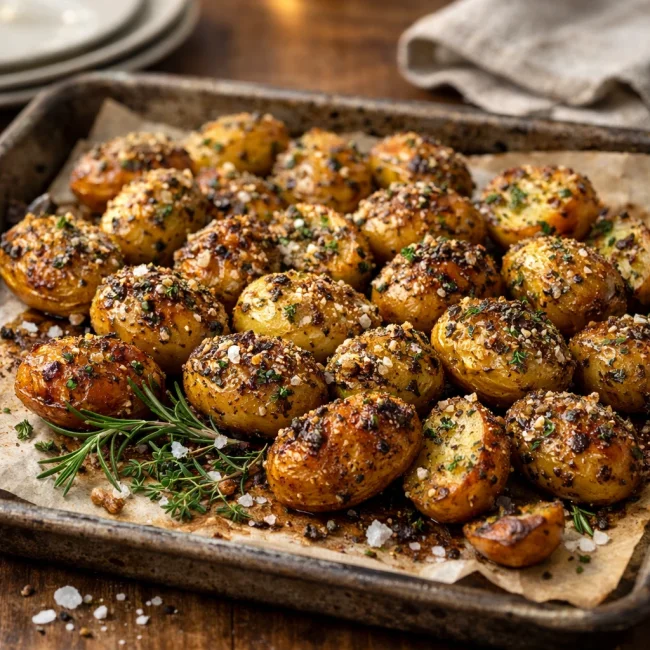 Garlic Herb Crusted Roasted Potatoes