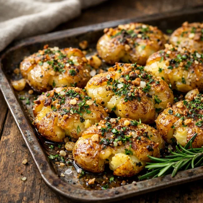 Garlic Herb Smashed Potatoes