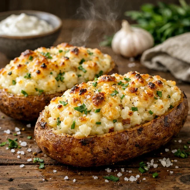 Garlic Herb Twice Baked Potatoes