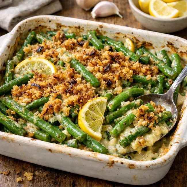 Garlic Lemon Green Bean Casserole