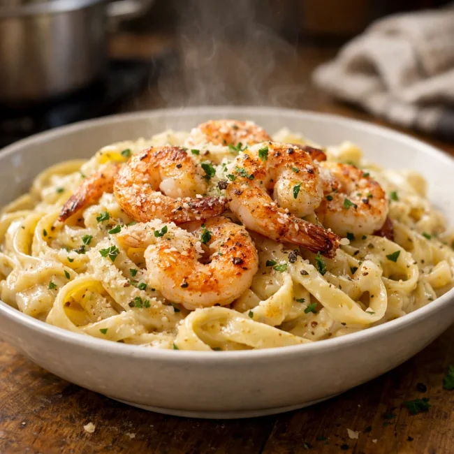 Garlic Parmesan Shrimp Pasta