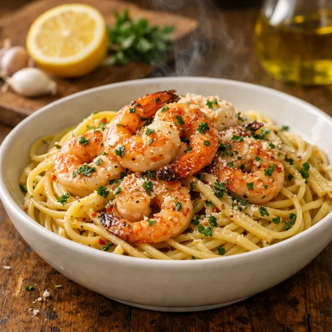 Garlic Shrimp and Pasta Delight