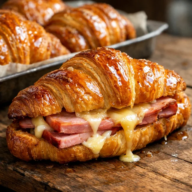 Glazed Ham and Cheese Croissants