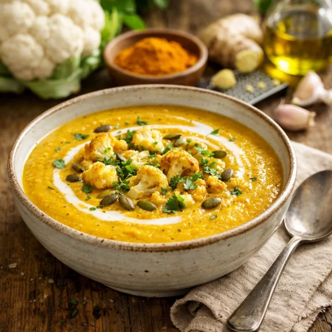 Golden Cauliflower and Turmeric Soup