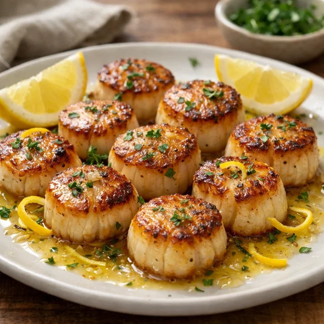 Golden Seared Scallops