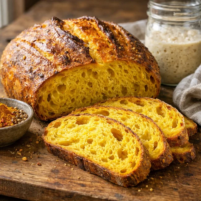 Golden Turmeric Sourdough Bread