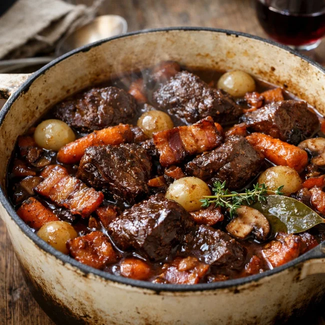 Gourmet Beef Bourguignon with Smoky Bacon