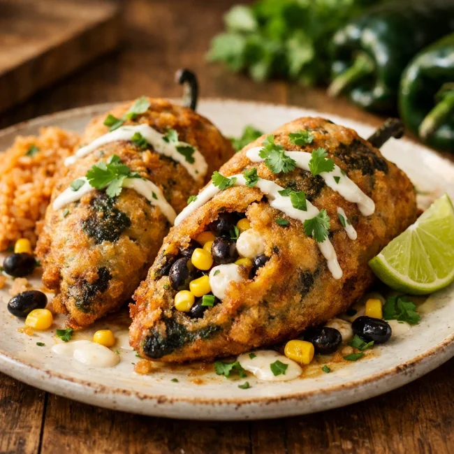 Gourmet Corn and Black Bean Chile Rellenos
