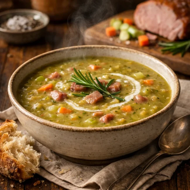 Gourmet Split Pea Soup with Rosemary-Infused Ham