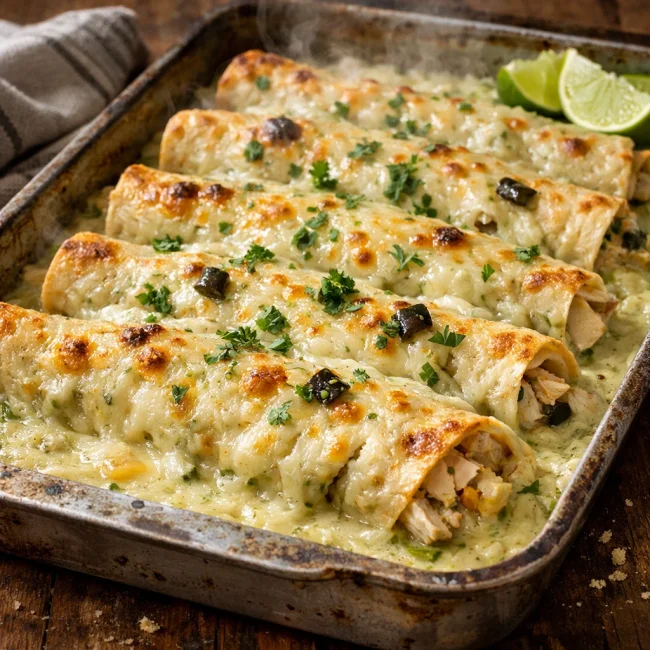 Green Chili Sour Cream Enchiladas