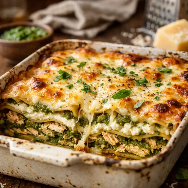 Green Pesto Chicken Lasagna