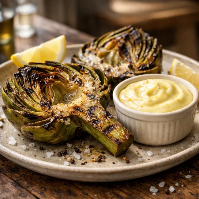 Grilled Artichokes with Lemon Aioli