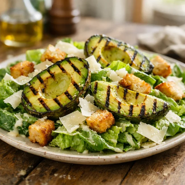 Grilled Avocado Caesar Salad