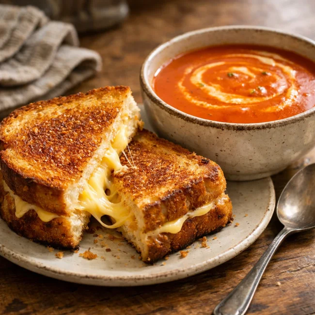 Grilled Cheese Sandwich and Tomato Soup