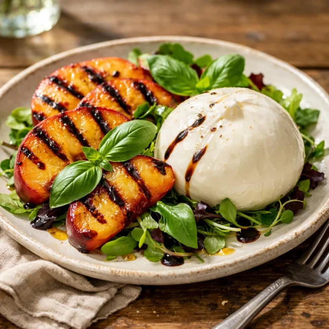 Grilled Peach and Burrata Salad