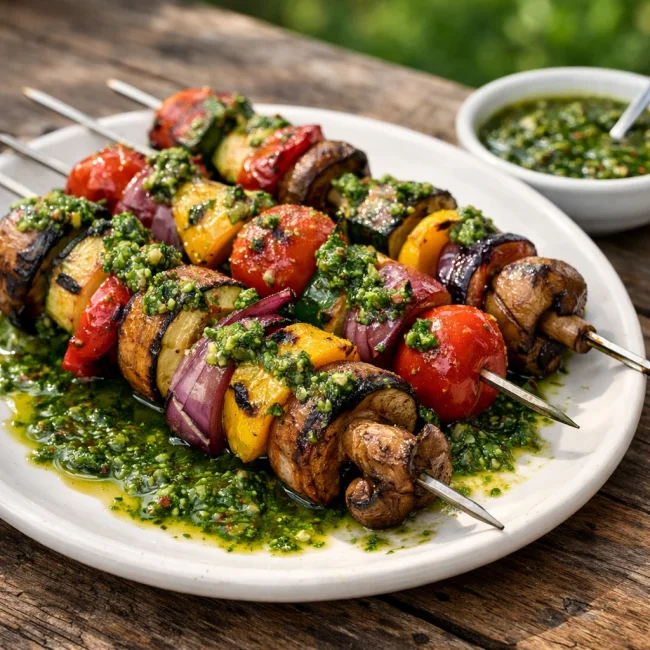 Grilled Vegetable Skewers with Chimichurri