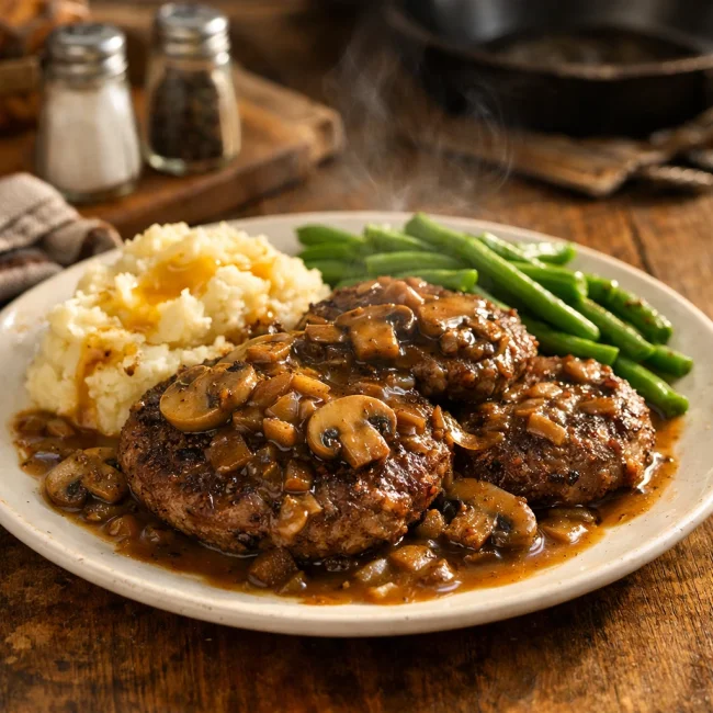 Hamburger Steaks with Mushroom Gravy