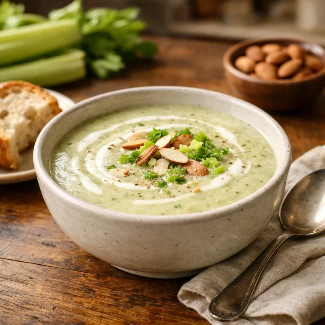 Hearty Almond & Celery Cream Soup