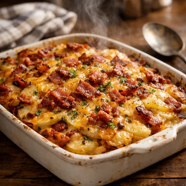 Hearty Bacon and Cheddar Potato Casserole