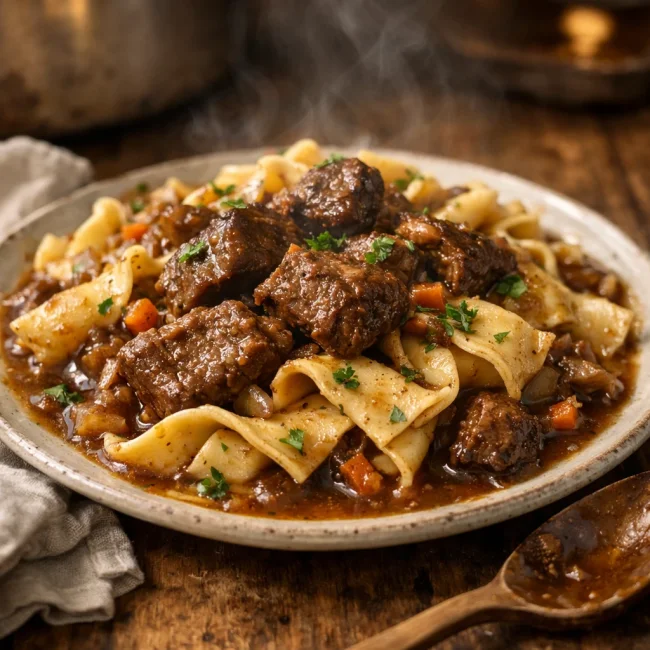 Hearty Beef and Homemade Noodles