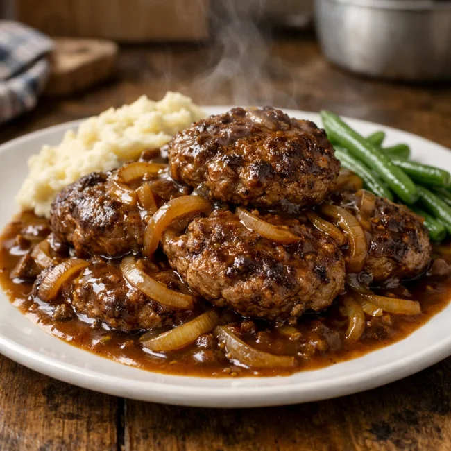 Hearty Beef Patties with Rich Onion Gravy