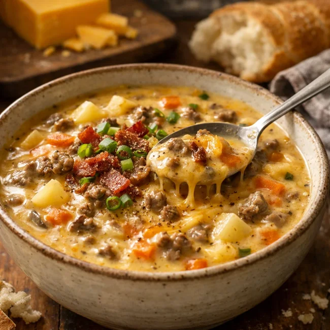 Hearty Cheeseburger Soup