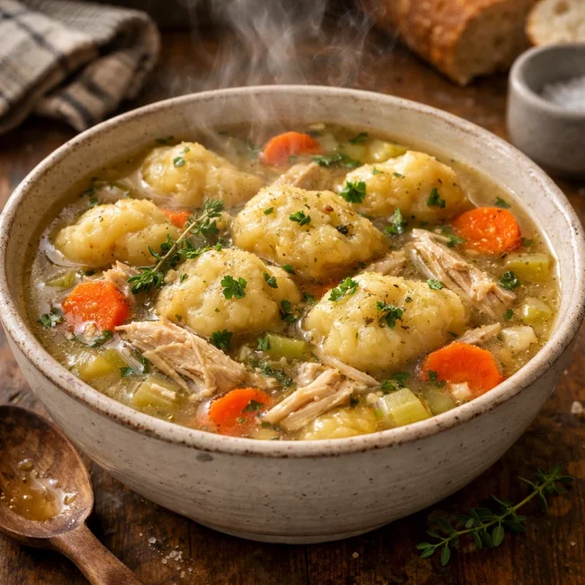 Hearty Chicken and Potato Dumpling Soup