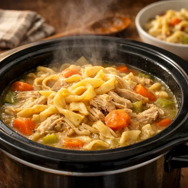 Hearty Crockpot Chicken and Noodles
