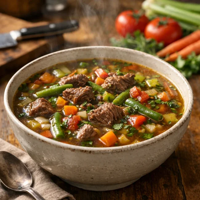 Hearty Garden Vegetable Beef Soup