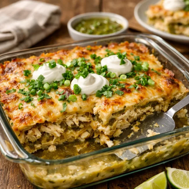 Hearty Green Chile Enchilada Casserole