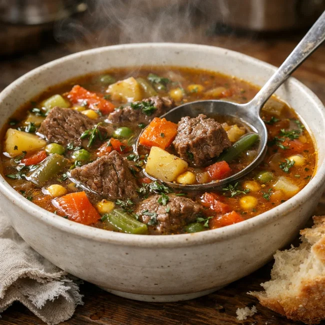 Hearty Harvest Beef Vegetable Soup